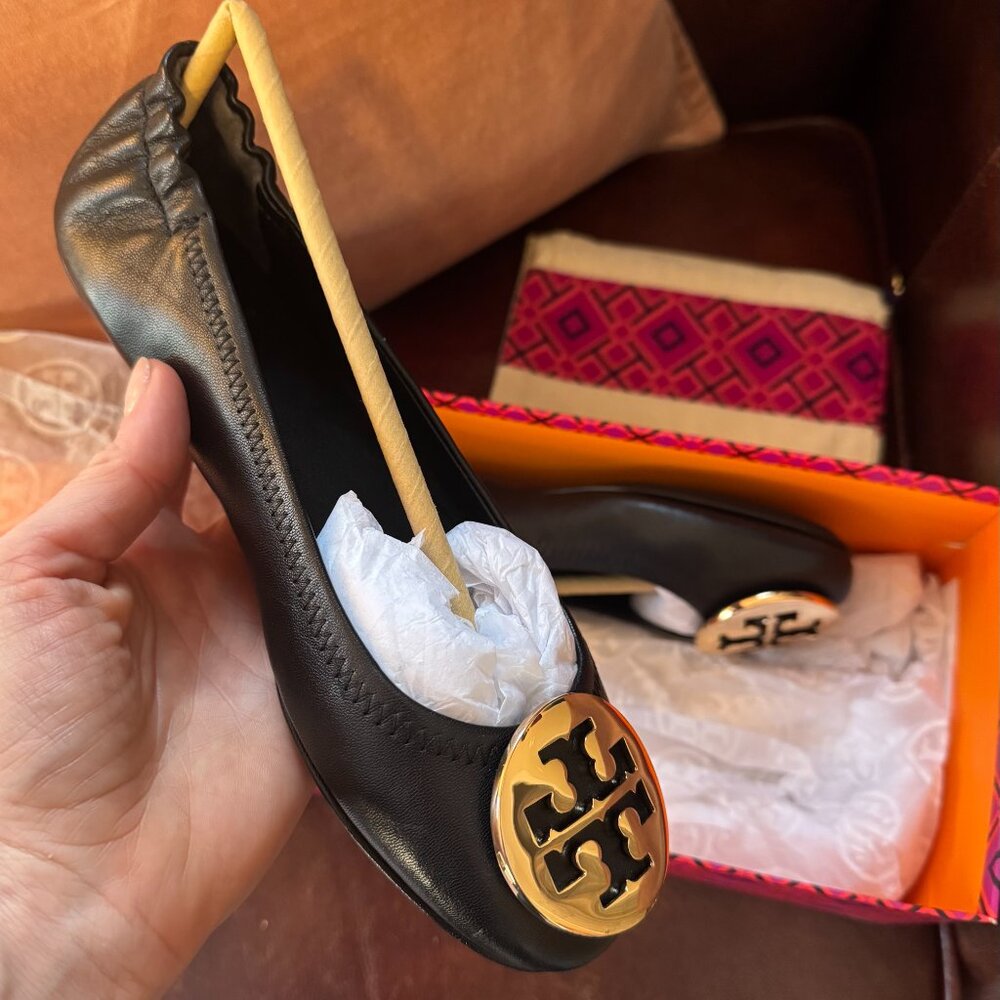 Tory Burch Minnie Travel Ballet Flat with Metal Logo